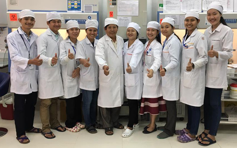 The team of Battambang Hospital's microbiology laboratory in Cambodia