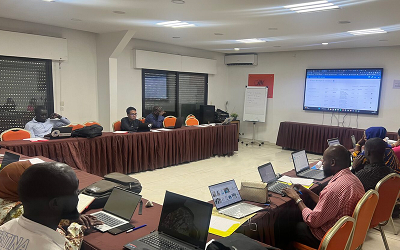 Les participants lors de travaux dirigés pendant l'atelier de formation