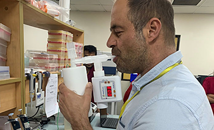 The new test based on collecting exhaled breath condensate (EBC))